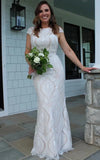 Bohemian Mermaid Bateau Neck Floor length Lace Wedding Dress