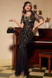 Dark Green Mermaid Round Neck Long Sequins Party Dress
