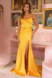 47035 Ava Presley Fitted Long Satin Corset Dress