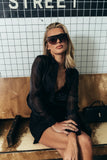 Liberty Sheer Button Up Blouse in Black FINAL SALE