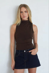 Lorde High Neck Tie Back Top