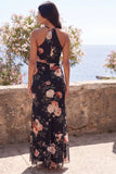 Mermaid Black Floral Wedding Guest Dress with Slit
