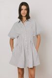 Erica Button Front Mini Dress in White FINAL SALE
