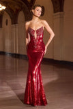 Zaire Gown Sequin Mermaid Dress with Crystal Beading