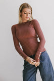 Lonnie Button Sleeve Sweater in Brown FINAL SALE
