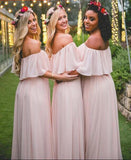 A Line Long Chiffon Off the Shoulder Mix And Match Bridesmaid Dresses