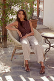 Allison Striped Barrel Jeans in Brown FINAL SALE