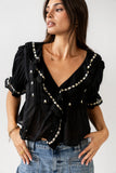 Suzie Embroidered Blouse in Black FINAL SALE