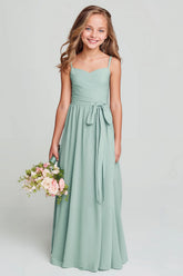 Matcha Spaghetti Straps Ruched A Line Junior Bridesmaid Dress