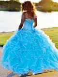 Halter Tulle Ball Gown Quinceanera Dresses With Rhinestones