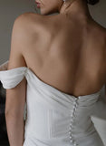 Sheath One Shoulder Sleeveless Satin Wedding Dresses with Slit
