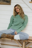 Amy Braided Cable Knit Sweater in Green FINAL SALE