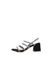 Black Rhinestones Strappy Chunky Heels