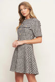 ELEGANT CHECK BROWN TWEED MINI DRESS FINAL SALE