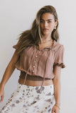 Pax Smocked Blouse in Rust FINAL SALE
