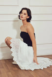 SOFT SPOKEN BEAUTY KNIT BLACK WHITE MIDI DRESS