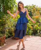 Maeve Corset Midi Dress Navy