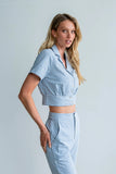 Madie Gingham Button Up in Blue