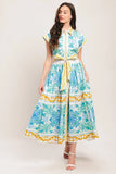 BLUE REGALIA MIDI DRESS