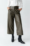 Ulani Vegan Leather Pants in Olive FINAL SALE