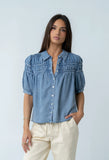 Whitney Button Up Blouse in Medium Wash