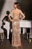 Nyla Gown Rose Gold Sequin Flapper Fringe Dress