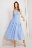 JOURNI STRIPED MIDI DRESS BLUE WHITE
