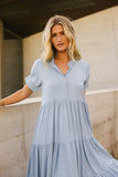 Amanda Tiered Dress in Blue FINAL SALE