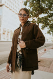 Carly Vegan Leather Jacket in Brown FINAL SALE