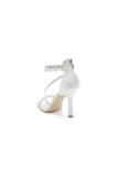Square Open Toe Pearl Satin Stiletto Heels