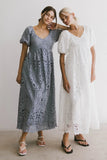 Devon Eyelet Lace Maxi Dress in Blue FINAL SALE