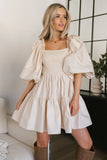Litzy Mini Dress in Beige FINAL SALE