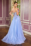 April Scoop Neck Ball Gown with Floral Appliqué