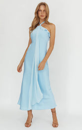 LUMIÈRE HALTER MAXI DRESS BABY BLUE