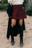 Kori Studded Mini Skirt in Burgundy FINAL SALE