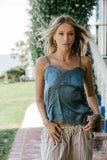 Berkley Lace Trim Tank in Teal