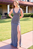 4536 Primavera Charcoal Pearl Evening Dress FINAL SALE