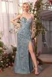 A1396 SHEER PLEATED CORSET GOWN Andrea Leo