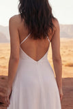 Halter Ivory A Line Ruffled Long Wedding Dress with Slit