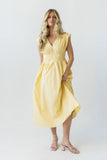 Barb Pleated Midi Dress in Yellow