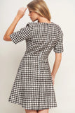 ELEGANT CHECK BROWN TWEED MINI DRESS FINAL SALE
