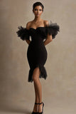Bodycon Off The Shoulder Tulle Simple Little Black Dress