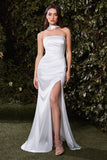 NICOLETTE GOWN OFF WHITE STRAPLESS LUXE SATIN DRESS SCARF