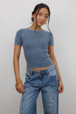 Rome Ribbed Top in Slate Blue
