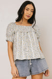 Tiffany Floral Blouse in Blue FINAL SALE