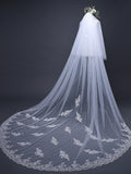Ivory Tulle Lace Cathedral Veil Blusher Veil