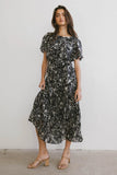 Mary Anne Floral Midi Dress in Black FINAL SALE