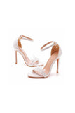 Open Toe lace Ankle Strap Wedding High Heel