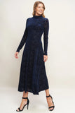 Size Small VELVET GALAXY CHARM MIDI DRESS NAVY FINAL SALE