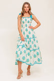 BEAUTY IN BLOOM BLUE TIE STRAP MIDI DRESS